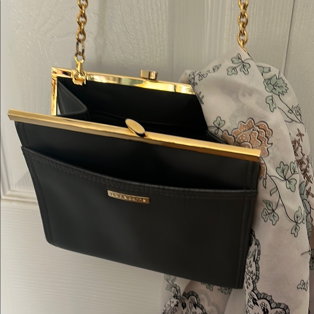 Liz Claiborne Grey and with  Gold trim and Mini Bag with Chain Strap
